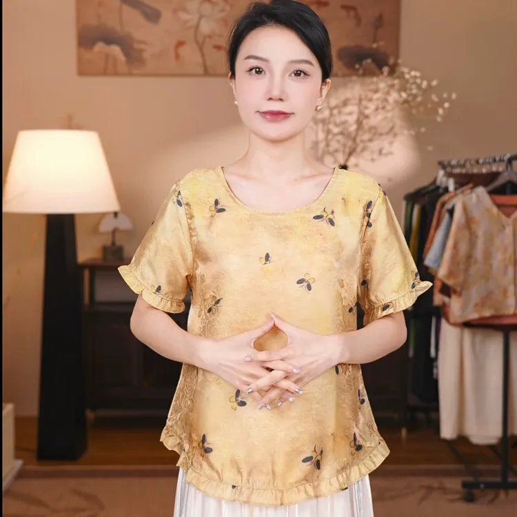 小蜜蜂 浮光锦套头娃娃衫
