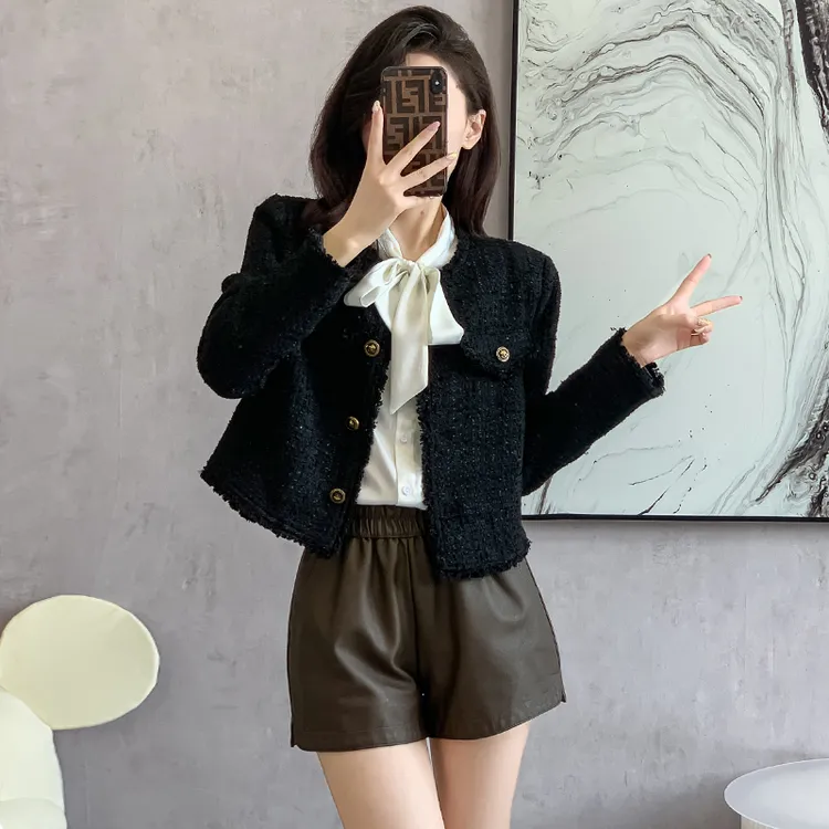 哥弟阿玛施正新款女款短款小香风宽松显瘦百搭法式高级感时尚上衣