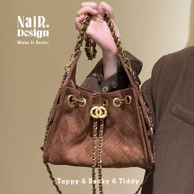 古莉奈尔鹿皮绒链条流浪包通勤秋冬款美拉德小众高级感单肩斜跨包