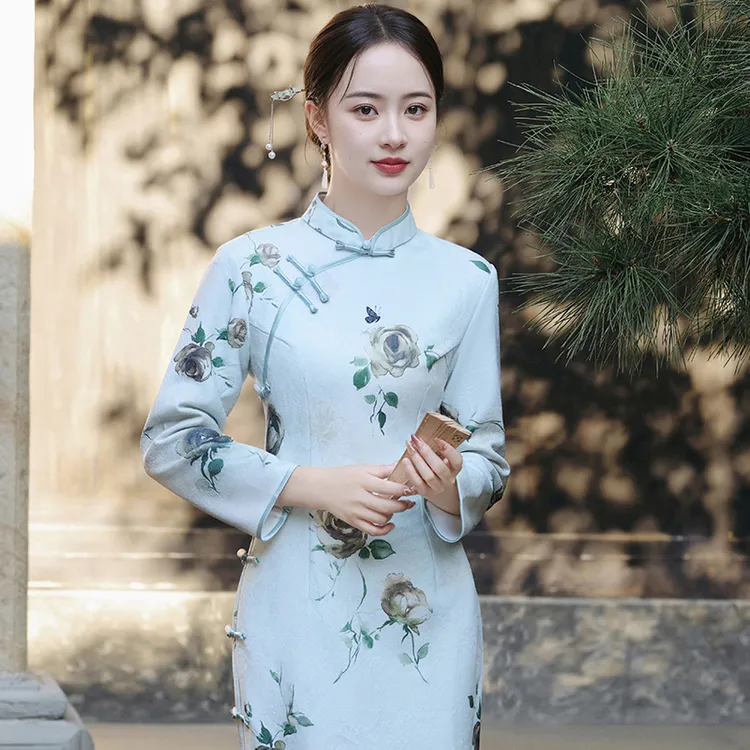 绝美新中式旗袍2025新款日常可穿秋冬上海复古国风妈妈改良连衣裙