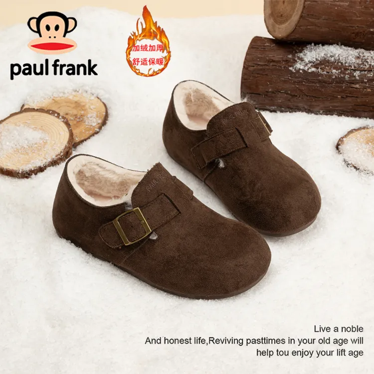 大嘴猴加绒勃肯鞋女款冬季保暖又好看平底鞋软底轻便防寒户外棉鞋