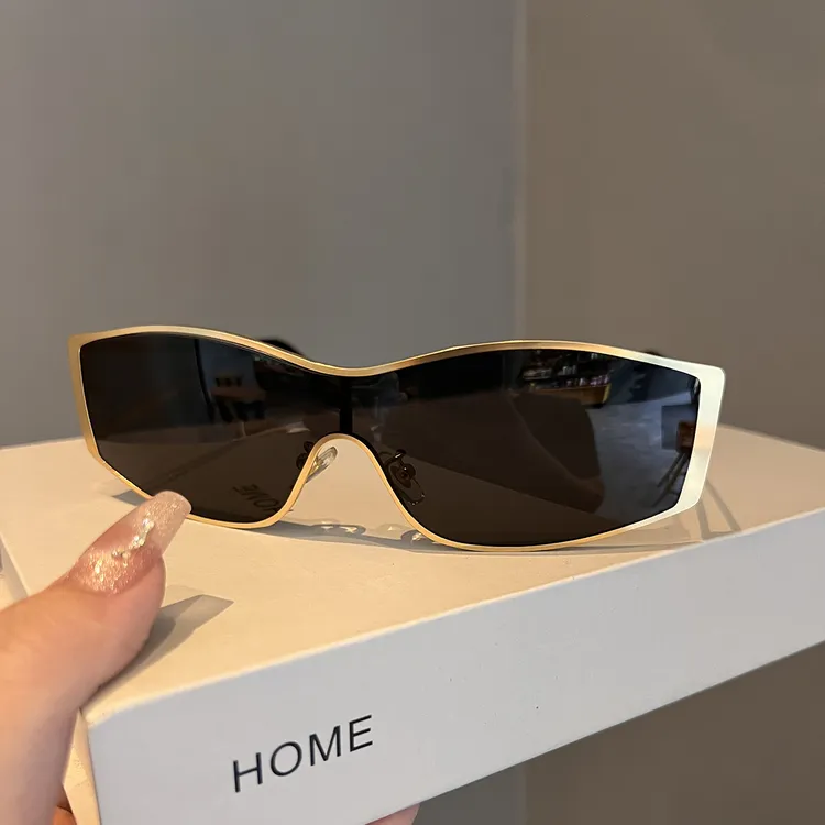 LAOPING欧美2025新款太阳眼镜男女款金属高级感大框连体墨镜旅游