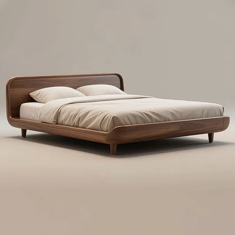 宋式美学北美黑胡桃木床新中式主卧实木大婚床2M双人床意式中古风