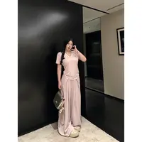 黑泽玄七夏季“冰感办公裤”工字褶宽松阔腿显瘦气质垂感雪纺西裤