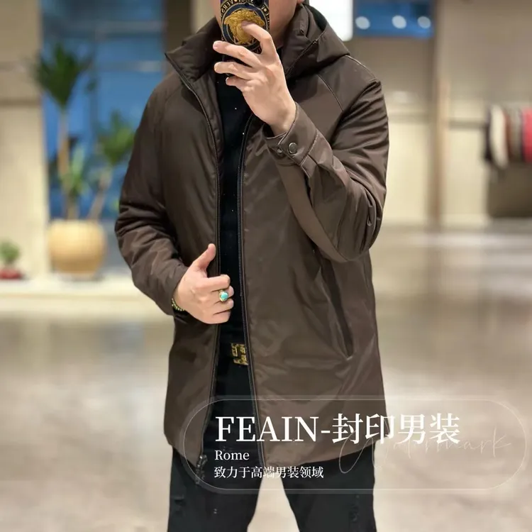 【鹅绒桑蚕丝真皮】高端男士绵羊皮拼接三防面料鹅绒桑蚕丝填充8158