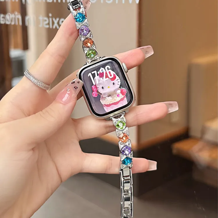 新款蝴蝶结锆石金属iWatchS11表带苹果AppleWatchSE3手表10代小米