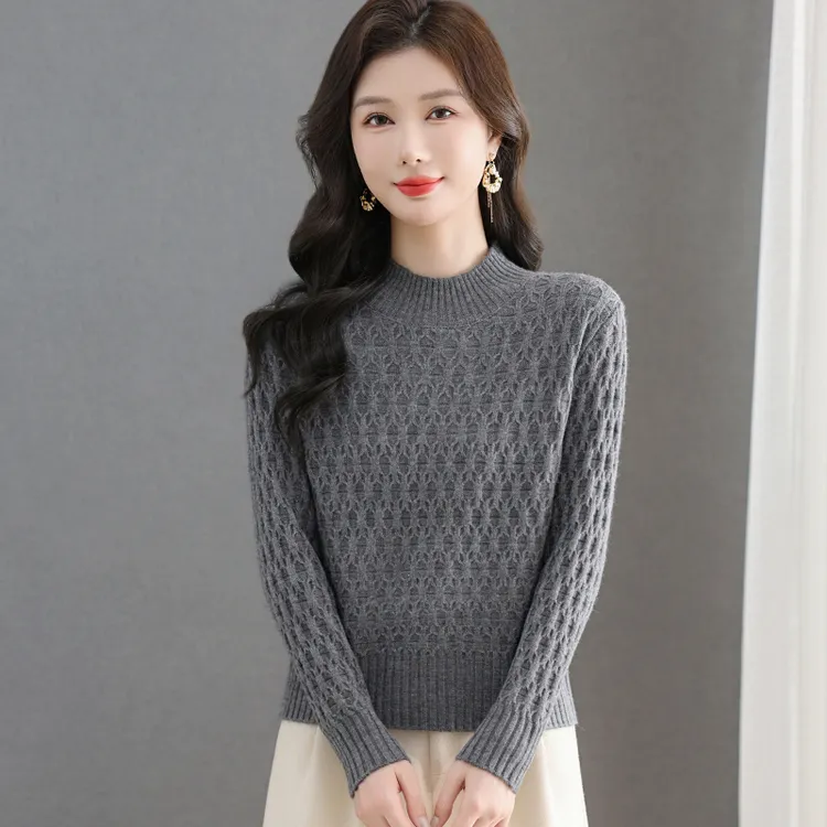 【绵羊毛】2025年冬季新款洋气针织短款时尚百搭半高领韩版长袖女士