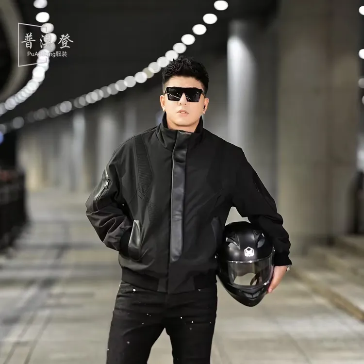 2025男士棉服秋季新款户外时尚潮流百搭休闲拼绵羊皮立领潮牌外套