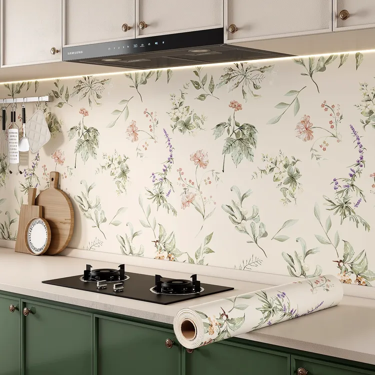 法式厨房墙贴防油贴纸防火耐高温墙纸自粘灶台贴膜家具贴纸翻新