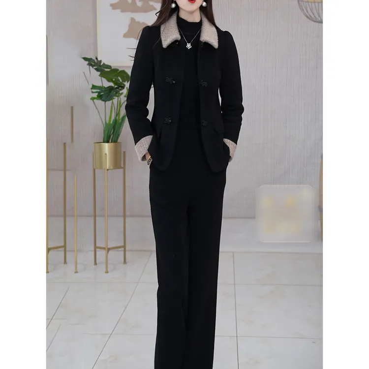 高级感时尚气质通勤套装女装2026春装新款简约百搭外套长裤两件套