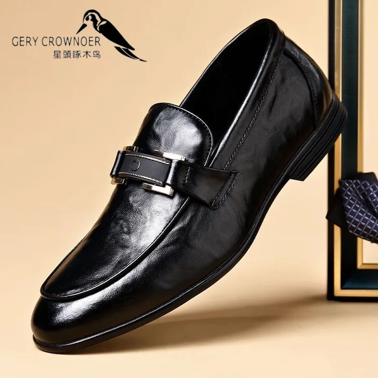 星头啄木鸟男鞋2025夏季新款商务休闲皮鞋男士透气软底时尚豆豆鞋