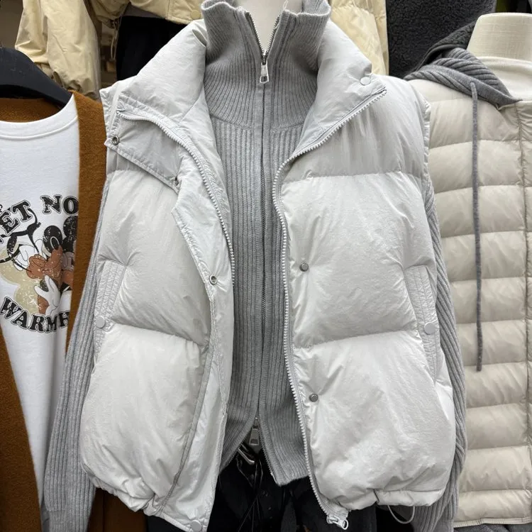 E简约日常百搭无袖立领棉马甲外套韩版冬季新款韩国东大门女上衣