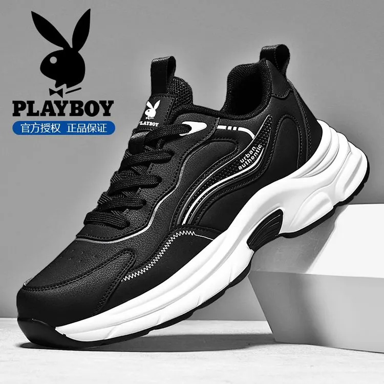 花花公子鞋子男鞋2025新款冬季黑色商务休闲运动鞋男增高老爹潮鞋