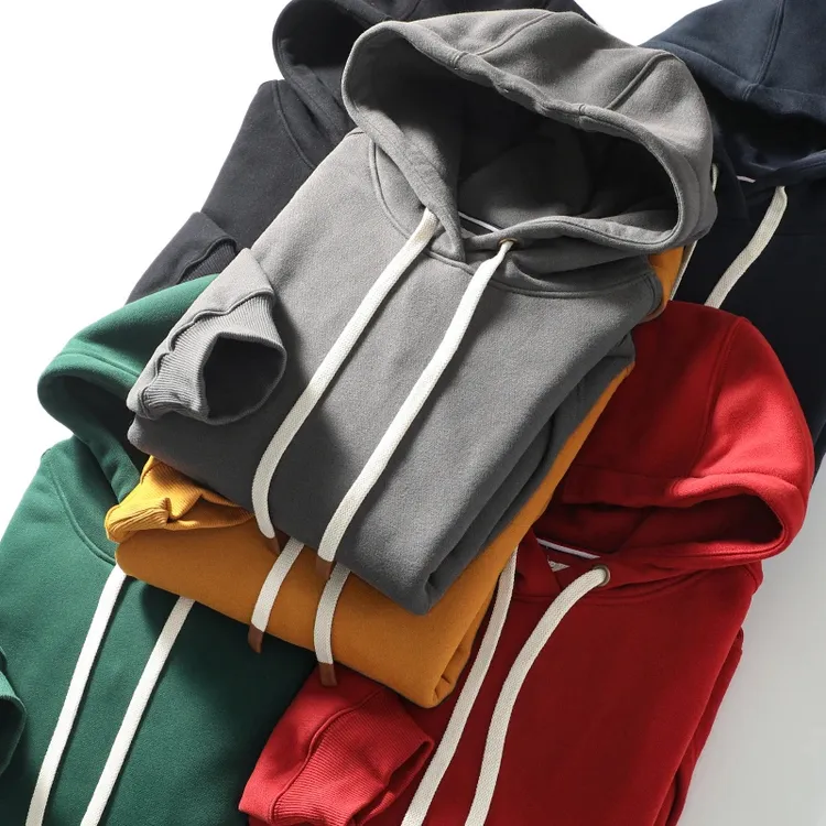 长袖连帽纯色加绒加厚情侣卫衣秋冬宽松ins复古休闲百搭上衣潮