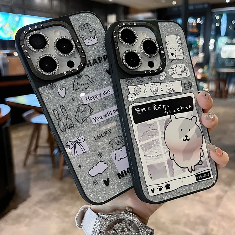适用苹果系列iPhone17新款手机壳15promax趣味自嘲熊半包大孔透气