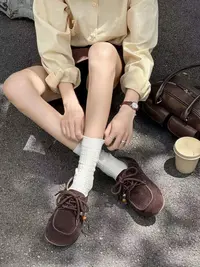 最新款韩版休闲百搭串珠真皮厚底勃肯