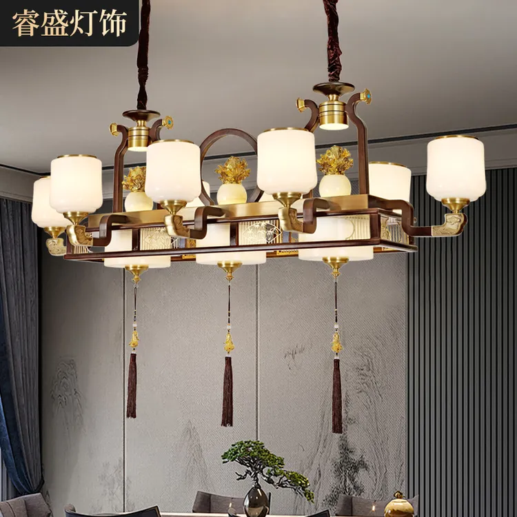 新中式禅意中国风客厅餐厅大气弯灯臂吊灯6019