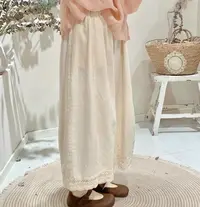 自留！亚麻蕾丝花边九分麻裤 