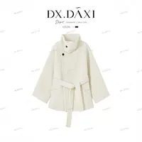 DX.DAXI【伦敦骑士】小个子短款韩版系带立领毛呢大衣BQYY2506