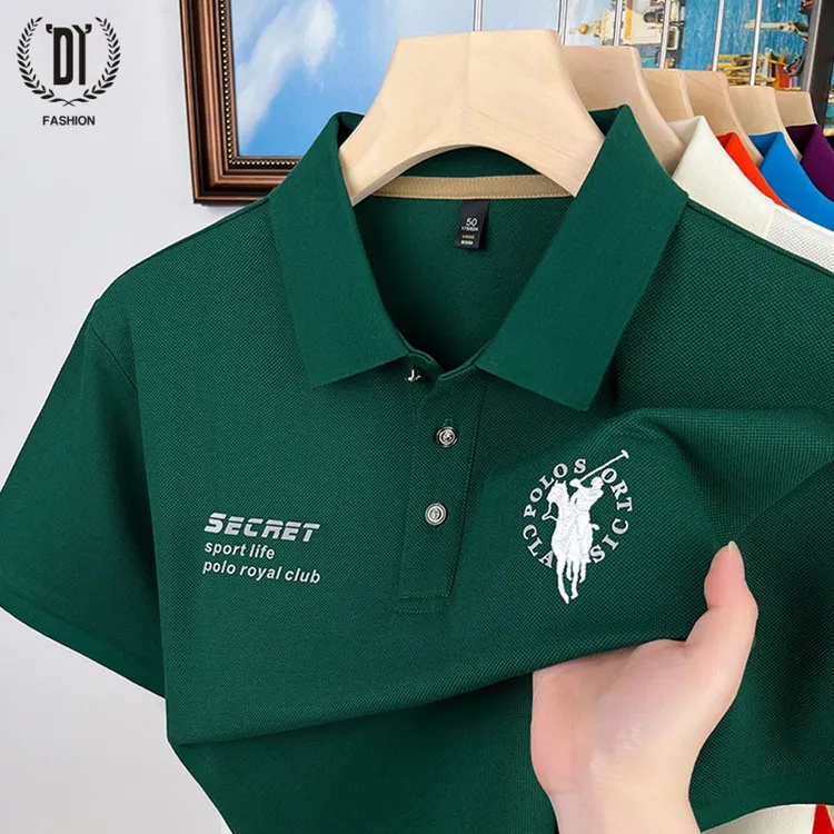 POLO衫马标刺绣短袖t恤男士翻领棉质透气舒适体恤商务休闲上衣潮