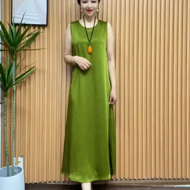 无袖夏季连衣裙内搭裙时尚女宽松遮肉显瘦气质高端丝滑下垂感裙子