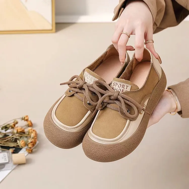 2025春季新款女鞋牛皮时尚休闲鞋平底货号N123码36-40红鑫园名家