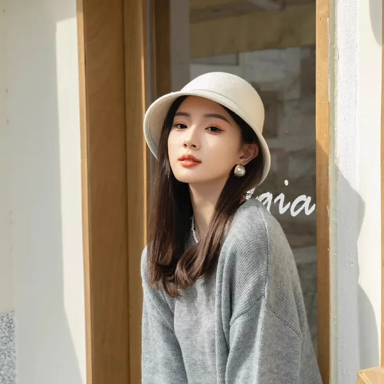 白月光百搭毛呢帽子英伦复古遮阳礼帽韩版休闲保暖秋冬潮爵士帽女