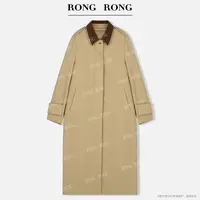 溶溶J【绅士旅人】RONGRONG 翻领撞色巴恩风廓形长款风衣ZEQ6W3475