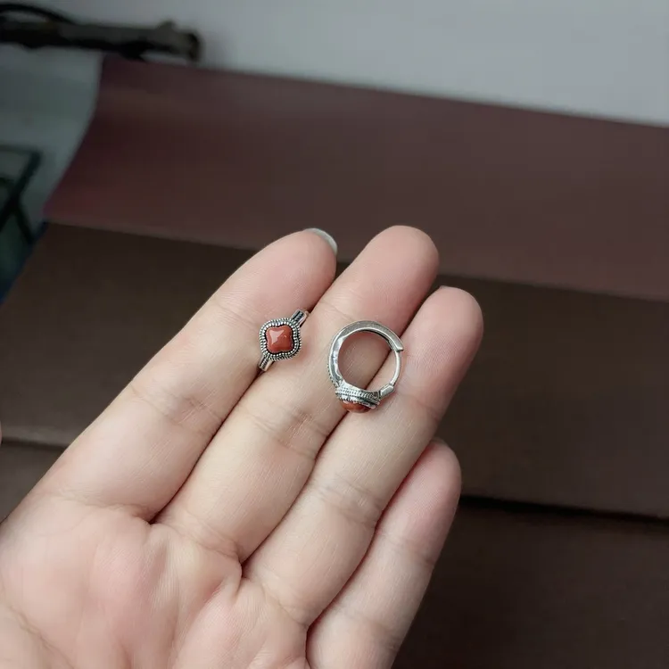 925银耳饰 925银气质四叶草复古耳扣