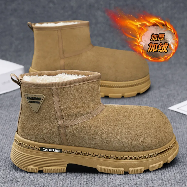 【设计师款】2025冬季新款男士中筒保暖加绒加厚雪地靴抗寒厚底棉鞋