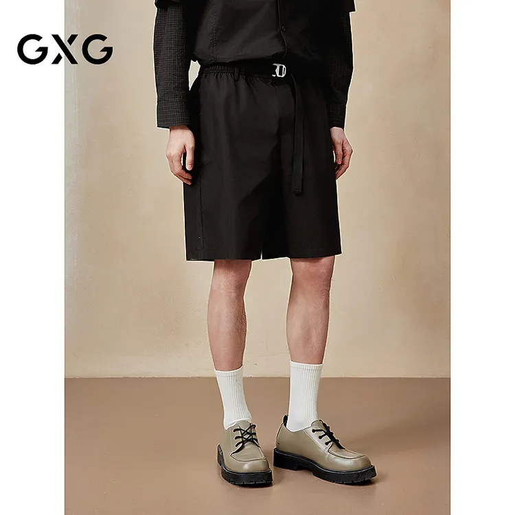 GXG男装 微肌理休闲短裤轻薄五分裤男裤子25年新品#G25X222029