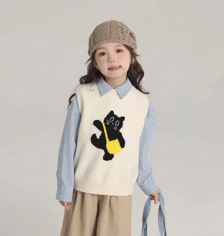 女童2025童装春秋季休闲新款儿童马甲时尚百搭毛衣针织衫背心外穿