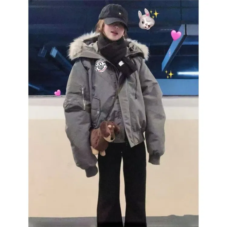 羽绒棉服女冬季2025新款情侣宽松大码美式派克服加厚百搭工装外套