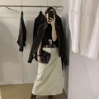 灰灰呀！715 韩代实拍！复古厚实工装半身裙 配皮带