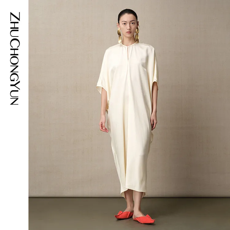 【大秀同款】ZHUCHONGYUN2025夏新款东方廓形一片式连衣裙C1FZ24056