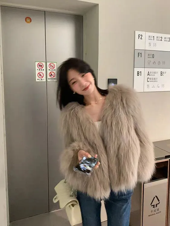 貉子毛皮草编织外套女装时尚