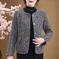 K007春秋季时尚妈妈小香风外套洋气小衫新款气质短款显瘦减龄垫肩