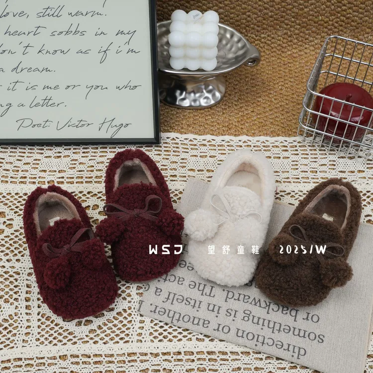 望舒家『小毛球』韩版女童加绒外穿毛毛鞋2025秋冬季软底保暖棉鞋20