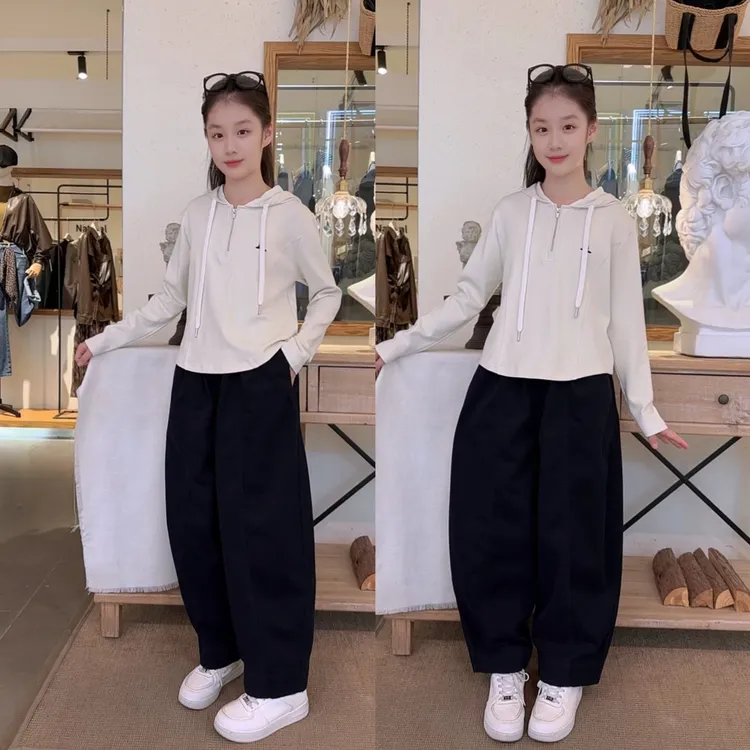 女童卫衣套装春秋装2025新款儿童洋气连帽上衣女孩大童秋装休闲裤