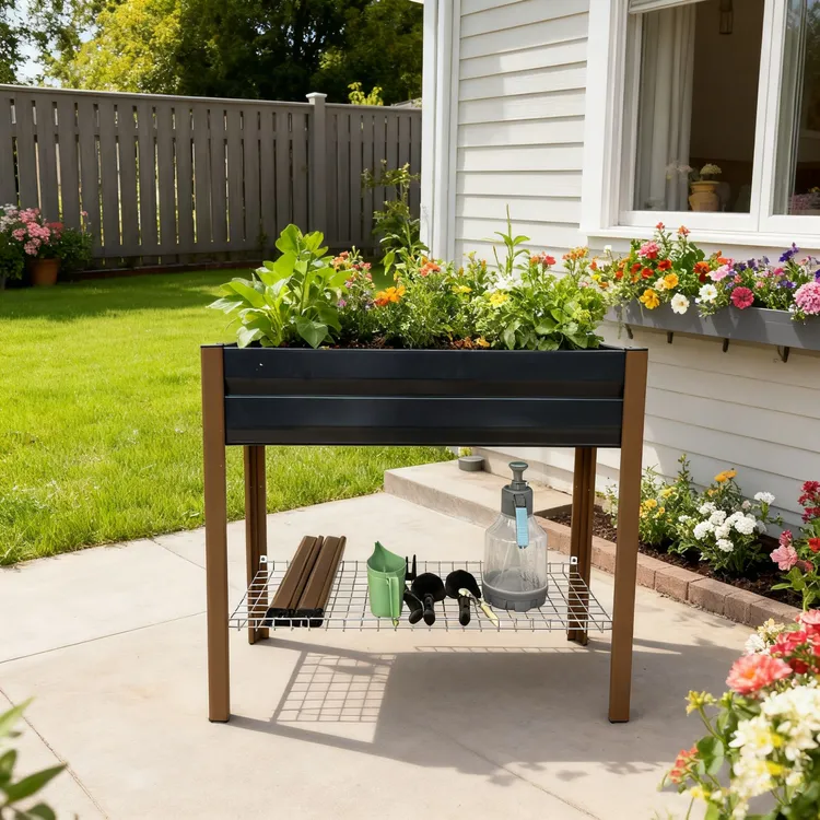 双层花架种菜箱户外阳台花箱种植箱高脚花箱置物架铝合金种菜箱