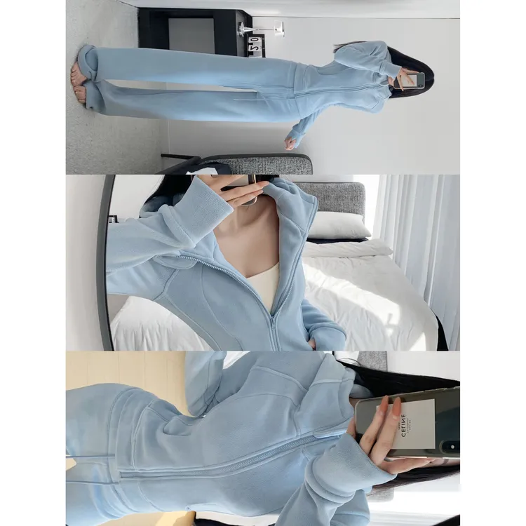 张紫一高个子秋冬修身奥粒绒拉链连帽外套