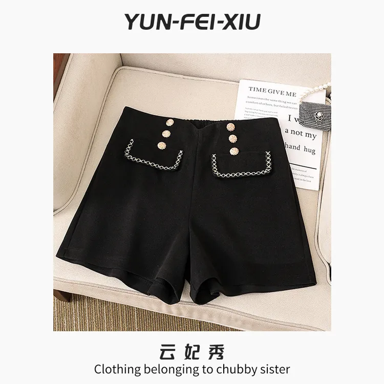 云妃秀大码女装短裤时尚休闲胖妹妹显瘦宽松减龄遮肉气质秋88004