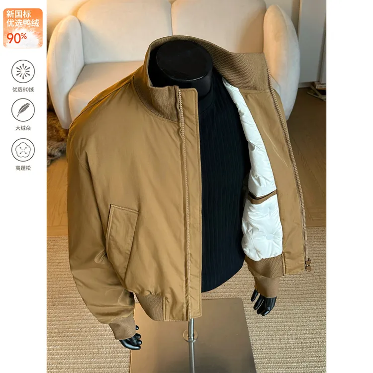 美式bomber羽绒服男款冬季新款加厚cleanfit派克棉服保暖三防外套