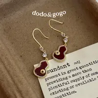 DODOGOGO 合金合成锆石耳饰 灵动葫芦流苏耳钩气质国风秋冬耳环女