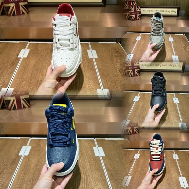 男士秋季新款皮面拼接低帮舒适时尚百搭透气休闲潮鞋运动鞋板鞋