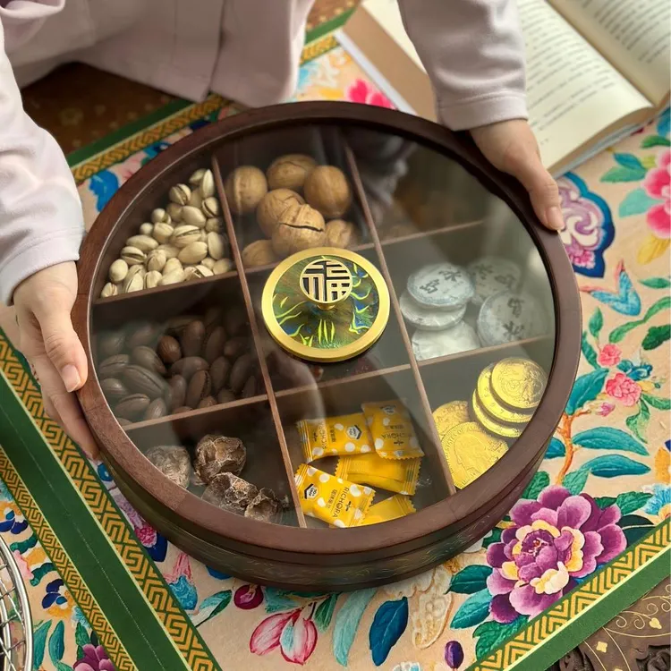 【奇居视频】千里江山九宫格干果盒新中式实木收纳盒