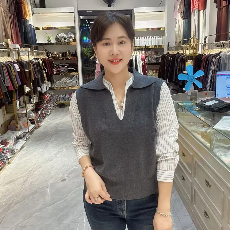 5-18081假两件拼接衬衣54长