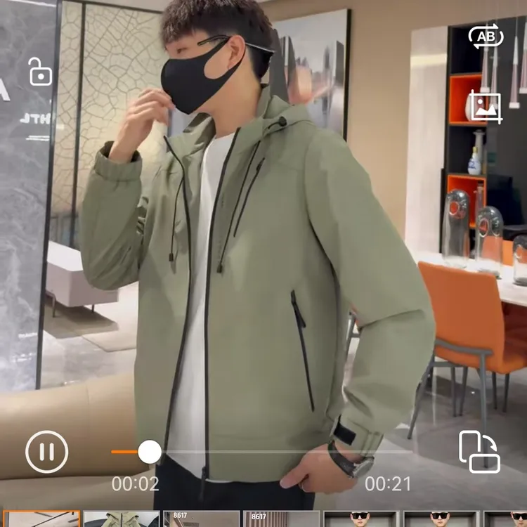 长袖做旧秋季显瘦防风男连帽夹克男款运动休闲简约