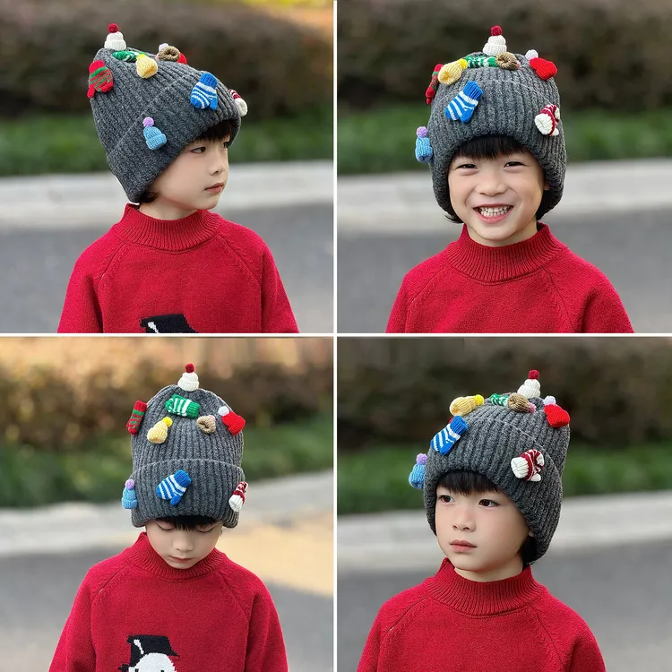 男童6-12岁潮款毛线帽针织帽男孩保暖加厚秋冬款上学专用搞怪大童