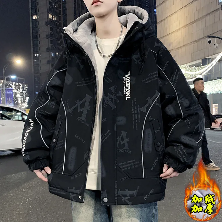 青少年男士冬季外套加绒加厚保暖冲锋衣秋冬夹克潮流百搭学生衣服